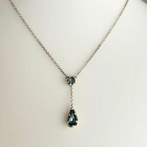 Sterling Silver & Glass Stone Y Necklace, Beautiful!